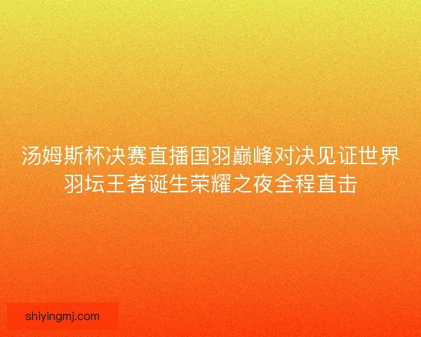 汤姆斯杯决赛直播国羽巅峰对决见证世界羽坛王者诞生荣耀之夜全程直击